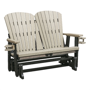 OS Home and Office 420WWBK Dual Fan Back Glider in Weatherwood with a Black Base