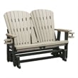 OS Home and Office 420WWBK Dual Fan Back Glider in Weatherwood with a Black Base