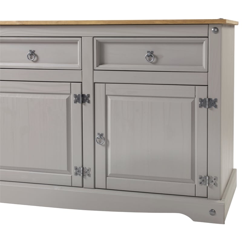 OS Home and Office Furniture Cottage Series Wood Buffet Sideboard in Corona Gray