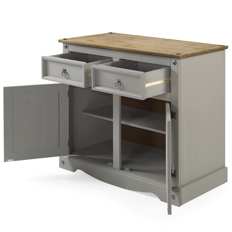 OS Home and Office Furniture Cottage Series Wood Buffet Sideboard in Corona Gray