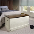 OS Home and Office Furniture Cottage Series Wood Storage Trunk in Distressed Wht