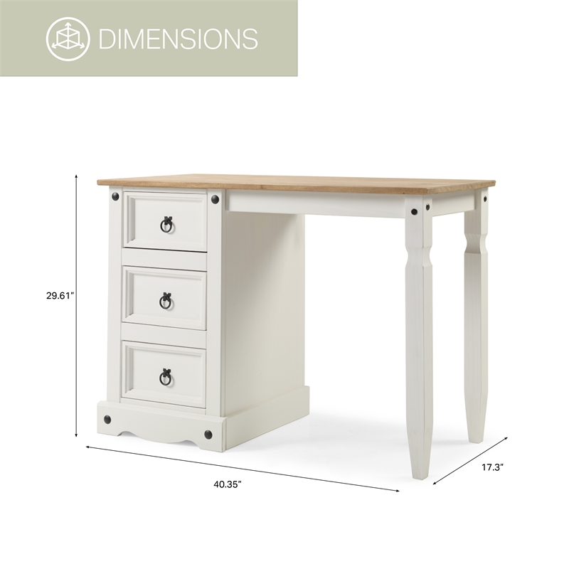 OS Home and Office Furniture Cottage Series Wood Vanity/Desk in Corona Snow