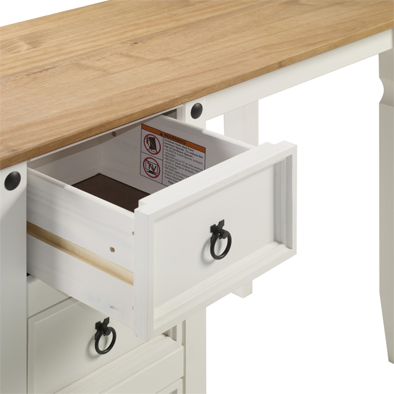 OS Home and Office Furniture Cottage Series Wood Vanity/Desk in Corona Snow