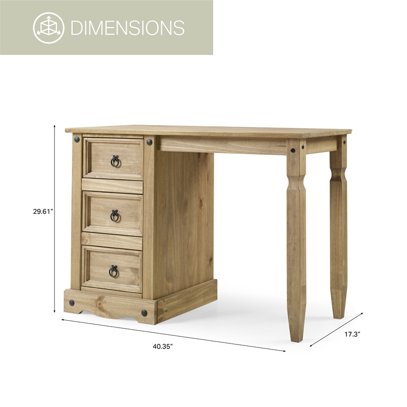 OS Home and Office Furniture Cottage Series Wood Vanity/Desk in Corona Brown