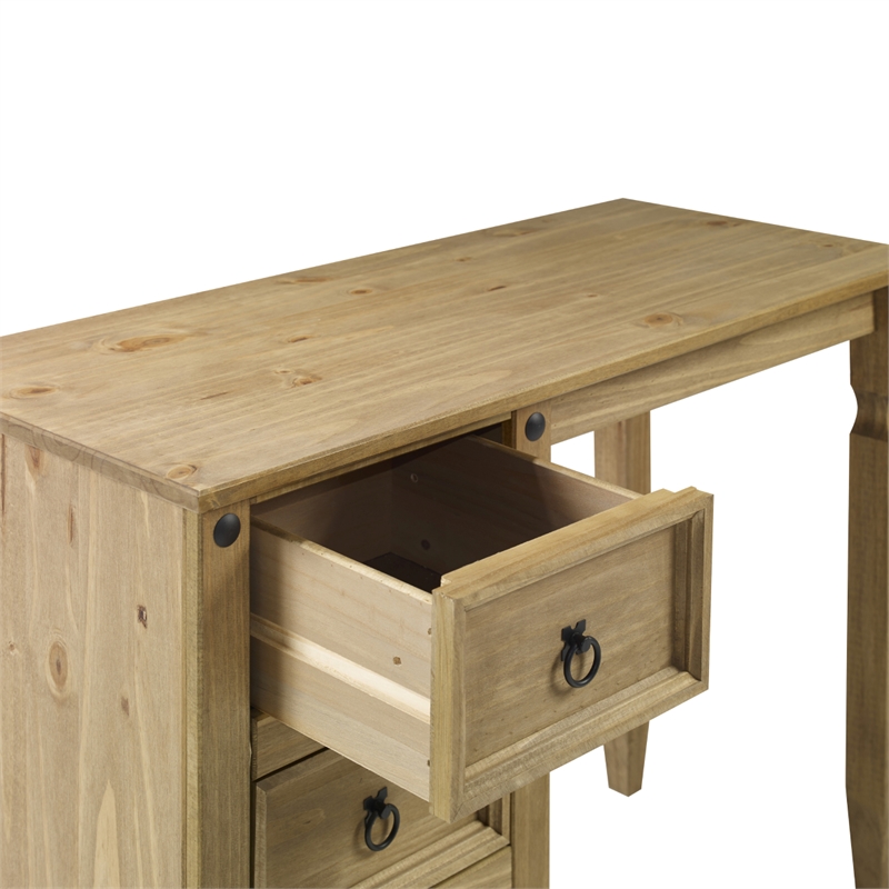 OS Home and Office Furniture Cottage Series Wood Vanity/Desk in Corona Brown