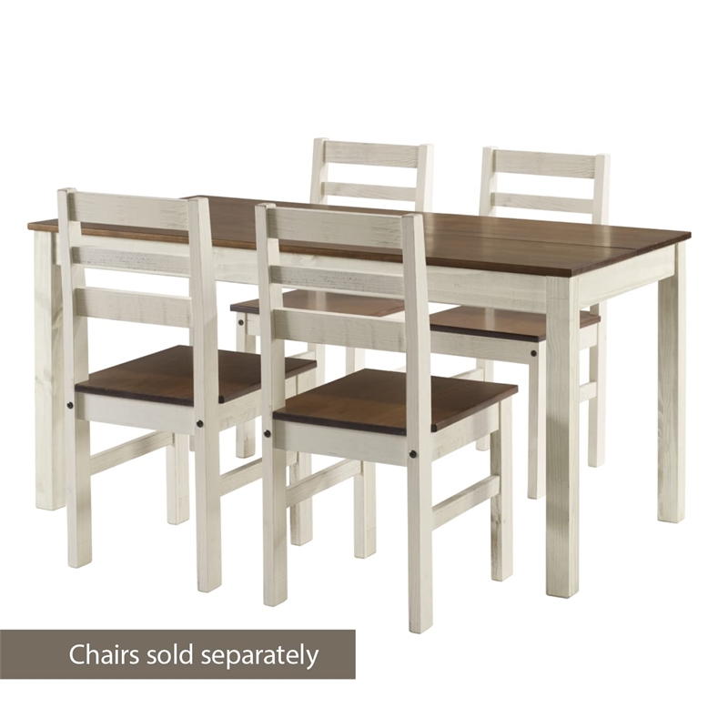 OS Home and Office Furniture Cottage Series Dining Table in Distressed White