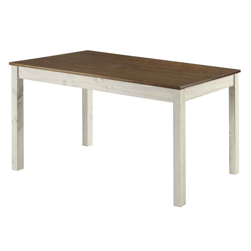OS Home and Office Furniture Cottage Series Dining Table in Distressed White