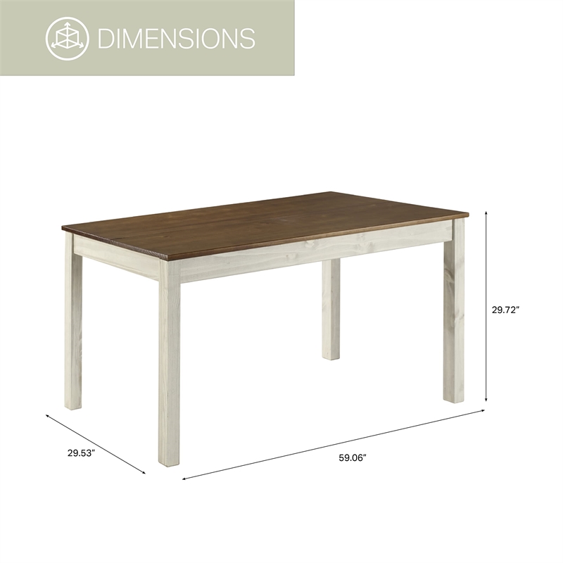 OS Home and Office Furniture Cottage Series Dining Table in Distressed White
