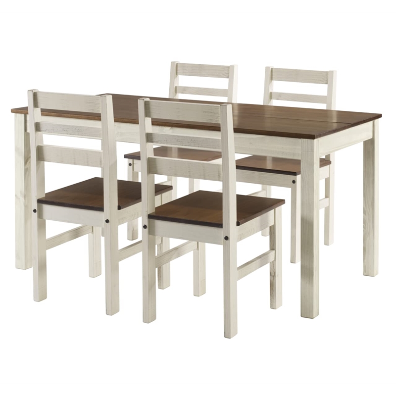 OS Home and Office Furniture Cottage Series Dining Table in Distressed White