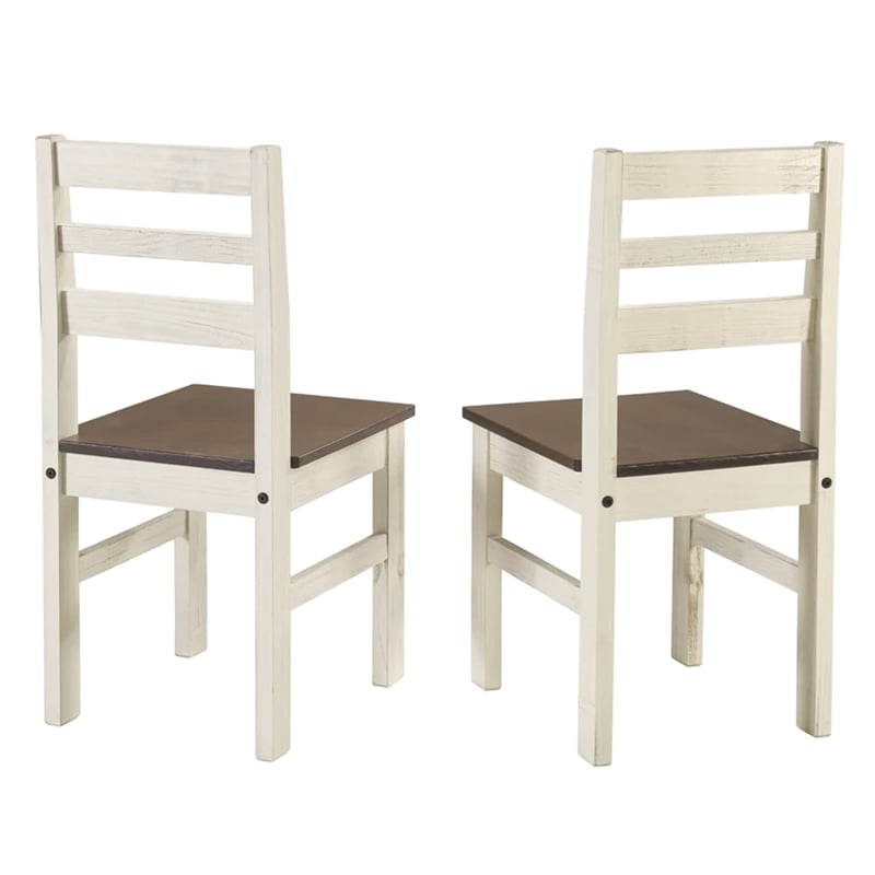 OS Home and Office Furniture Cottage Series Dining Chairs-2 in Distressed White