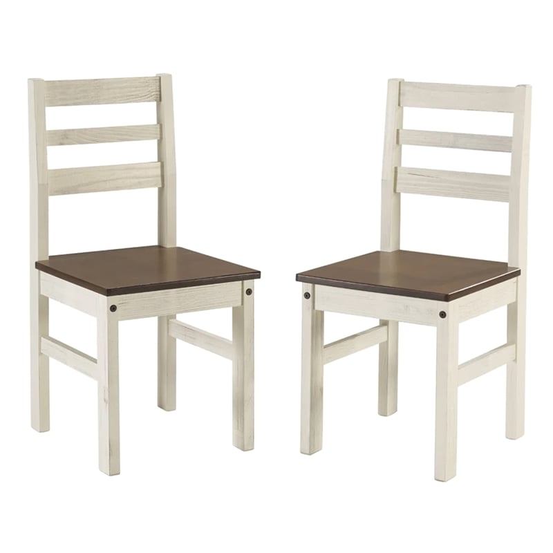 OS Home and Office Furniture Cottage Series Dining Chairs-2 in Distressed White