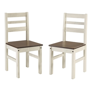 OS Home and Office Furniture Cottage Series Dining Chairs-2 in Distressed White