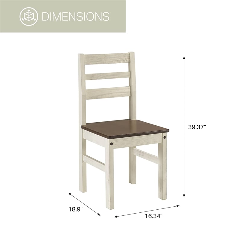 OS Home and Office Furniture Cottage Series Dining Chairs-2 in Distressed White
