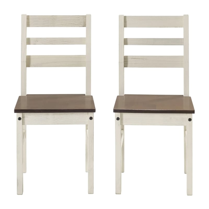 OS Home and Office Furniture Cottage Series Dining Chairs-2 in Distressed White
