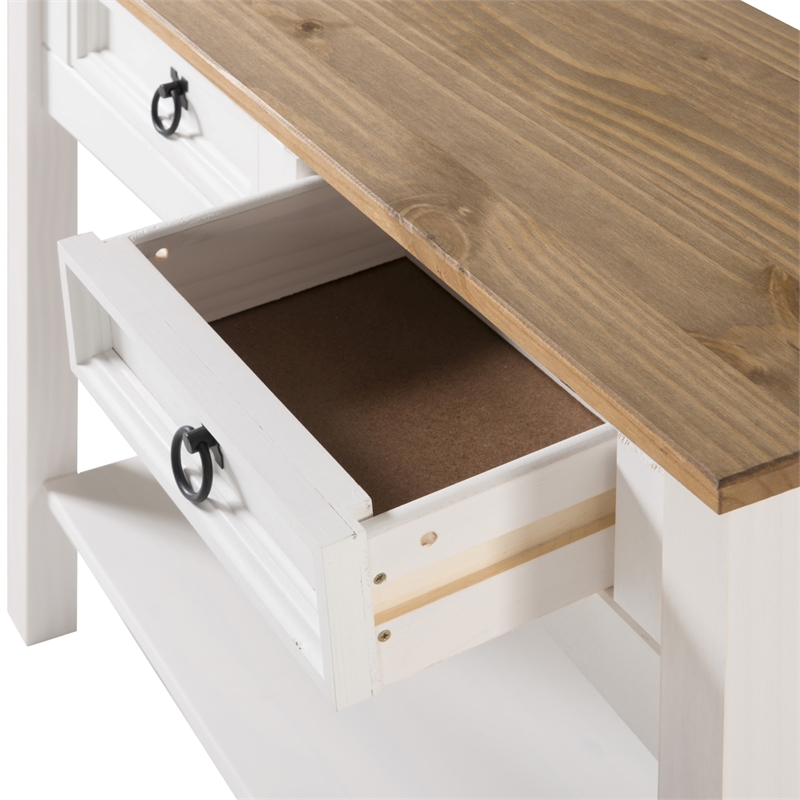 OS Home and Office Furniture Cottage Series Wood Hall Table in Corona Snow