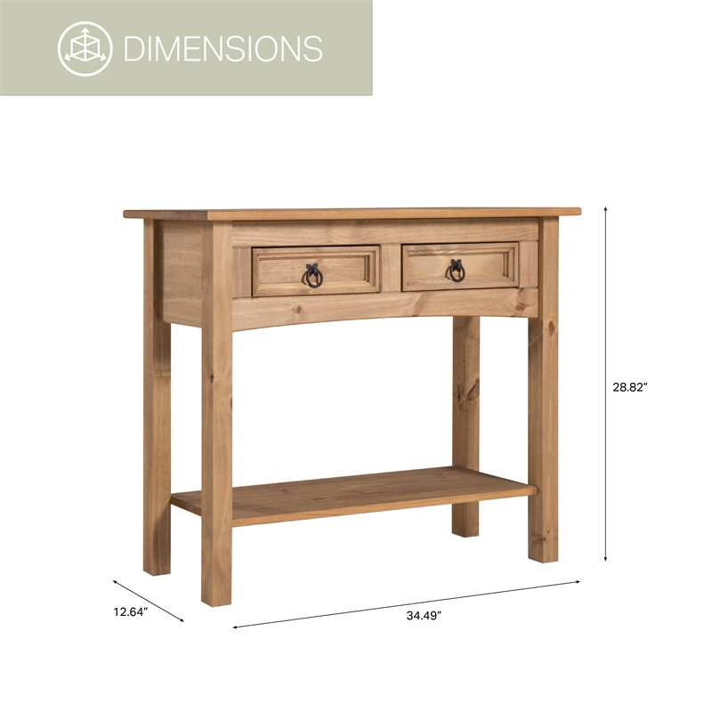 OS Home and Office Furniture Cottage Series Solid Wood Hall Table in Corona Brn