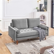 69 Inch Wide Upholstered Two Cushion Sofa with Bolster Pillows in Grey Velvet