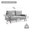 69 Inch Wide Upholstered Two Cushion Sofa with Bolster Pillows in Grey Velvet