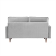 69 Inch Wide Upholstered Two Cushion Sofa with Bolster Pillows in Grey Velvet