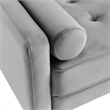 69 Inch Wide Upholstered Two Cushion Sofa with Bolster Pillows in Grey Velvet