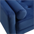 57 Inch Wide Upholstered Two Cushion Loveseat w/ Bolster Pillows in Blue Velvet