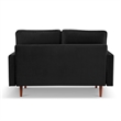 57 Inch Wide Upholstered Two Cushion Loveseat w/ Bolster Pillows in Black Velvet