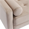 57 Inch Wide Upholstered Two Cushion Loveseat w/ Bolster Pillows in Beige Velvet