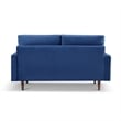 69 Inch Wide Upholstered Two Cushion Sofa with Square Arms in Blue Velvet
