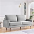 69 Inch Wide Upholstered Two Cushion Sofa with Square Arms in Grey Velvet