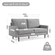69 Inch Wide Upholstered Two Cushion Sofa with Square Arms in Grey Velvet