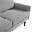 69 Inch Wide Upholstered Two Cushion Sofa with Square Arms in Grey Velvet
