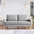 69 Inch Wide Upholstered Two Cushion Sofa with Square Arms in Grey Velvet