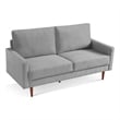 69 Inch Wide Upholstered Two Cushion Sofa with Square Arms in Grey Velvet