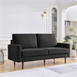 69 Inch Wide Upholstered Two Cushion Sofa with Square Arms in Black Velvet