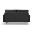69 Inch Wide Upholstered Two Cushion Sofa with Square Arms in Black Velvet