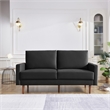 69 Inch Wide Upholstered Two Cushion Sofa with Square Arms in Black Velvet