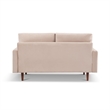 69 Inch Wide Upholstered Two Cushion Sofa with Square Arms in Beige Velvet