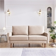69 Inch Wide Upholstered Two Cushion Sofa with Square Arms in Beige Velvet