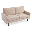 69 Inch Wide Upholstered Two Cushion Sofa with Square Arms in Beige Velvet