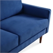 57 Inch Wide Upholstered Two Cushion Loveseat with Square Arms in Blue Velvet