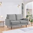 57 Inch Wide Upholstered Two Cushion Loveseat with Square Arms in Grey Velvet