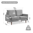 57 Inch Wide Upholstered Two Cushion Loveseat with Square Arms in Grey Velvet