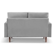 57 Inch Wide Upholstered Two Cushion Loveseat with Square Arms in Grey Velvet