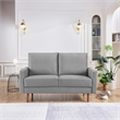57 Inch Wide Upholstered Two Cushion Loveseat with Square Arms in Grey Velvet