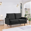 57 Inch Wide Upholstered Two Cushion Loveseat with Square Arms in Black Velvet