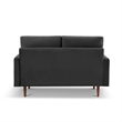 57 Inch Wide Upholstered Two Cushion Loveseat with Square Arms in Black Velvet