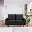 57 Inch Wide Upholstered Two Cushion Loveseat with Square Arms in Black Velvet