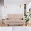 57 Inch Wide Upholstered Two Cushion Loveseat with Square Arms in Beige Velvet