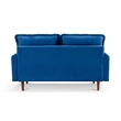 69 Inch Wide Upholstered Two Cushion Sofa with Cambered Arms in Blue Velvet