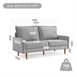 69 Inch Wide Upholstered Two Cushion Sofa with Cambered Arms in Grey Velvet